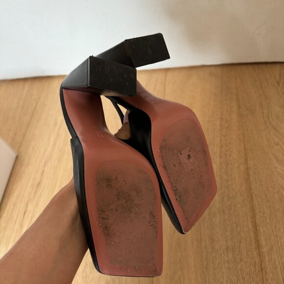 AMINA MUADDI Black Charlotte Sling Heels Size 38.5 - Picture 5 of 7